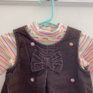12-18 *vintage* Gymboree cupcake dress with bow +striped bodysuit new old stock